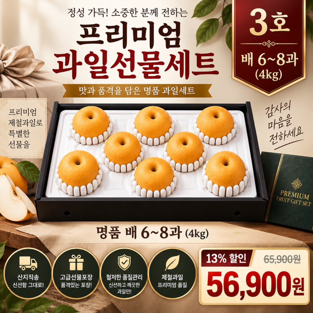 추석 제철과일세트 명품 프리미엄 추석선물세트 추천 1박스 3호(배6~8과) 제품 이미지